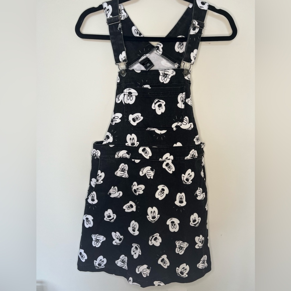 Disney Mickey Mouse Black Denim Overall Dress, Size XS NWOT